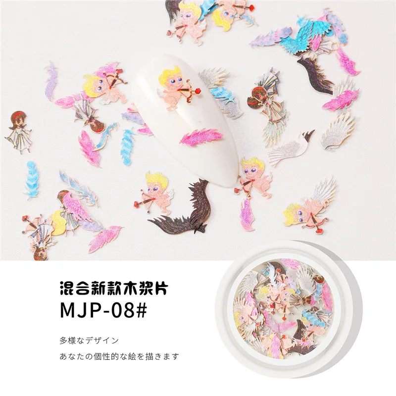 Nail Art 3D Christmas Ornaments Sequins Wood Pulp Tablets Snowflake Santa Mixed Decoration