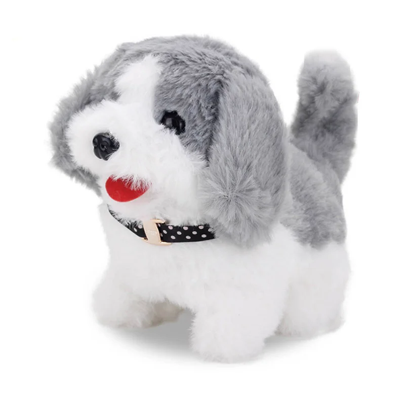 QS Wholesale Gift Toy Educational Cute Wag Tail Interactive Soft Stuffed Animal Walking Electric Plush Pet Dog Toys For Kids