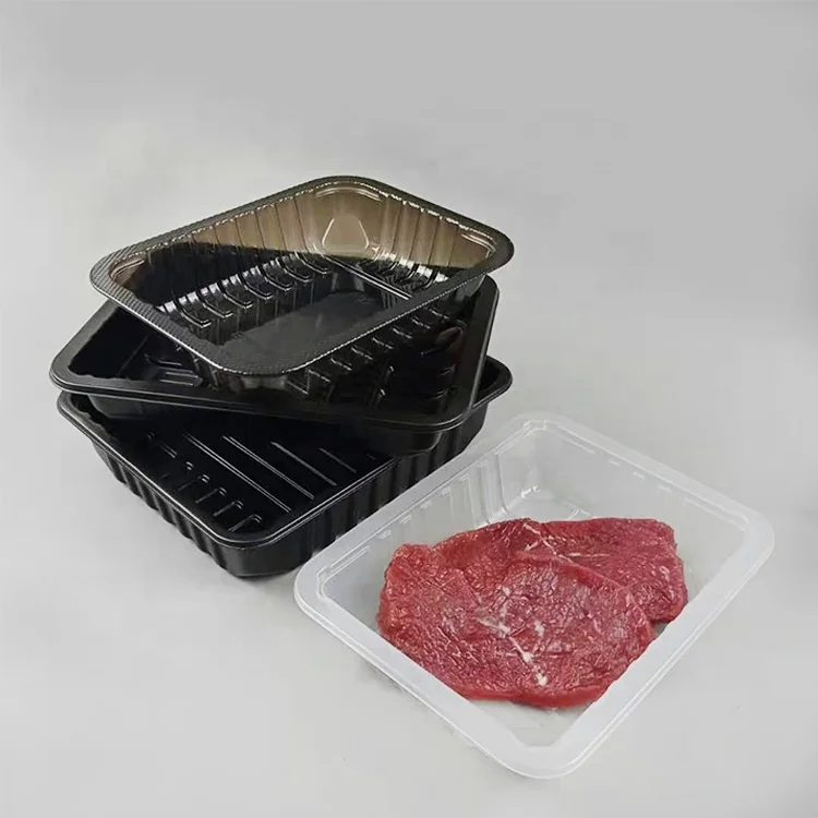 Customizable Food Grade Microwave BPA Free PP/PE Plastic Seal Packing Black Disposable Meat Tray
