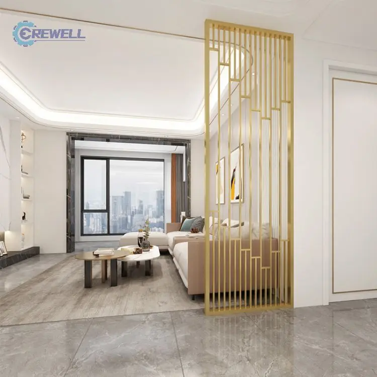 folding screen room divider hot sell wall partition stainless steel matted rose gold laser cut panel for interior design