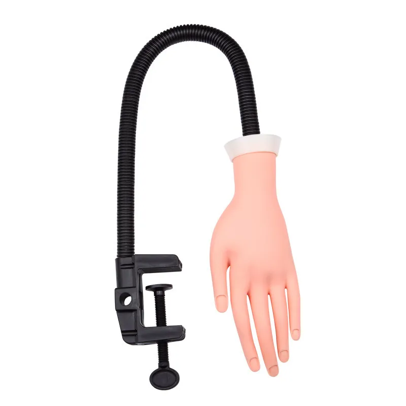 Professional Nail Practice Model Flexible False Hand with Rotating Holder Stand Adjustable Soft Movable DIY Manicure Tool