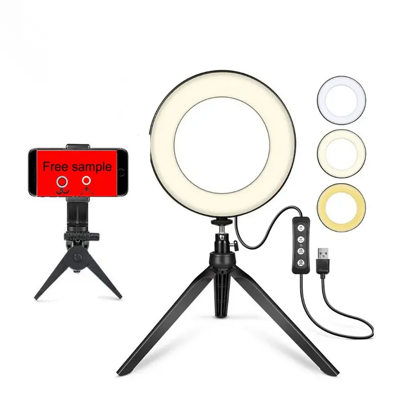 Extendable Foldable Photographic Lighting 6/10 inch Ring Light Phone Tripod Video Lights