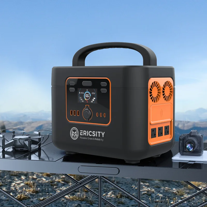 Ericsity 110V 220V Lithium Battery Off Grid Portable Solar Generator 700W 1200W  Portable power station