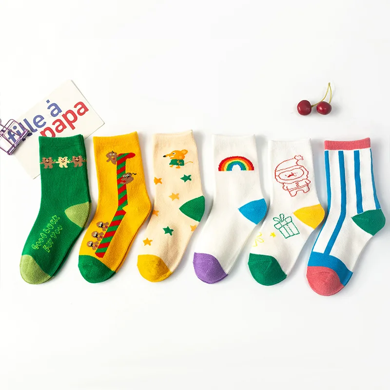 Wholesale Boys Girls Socks Cartoon Crew Sock Kids Youth Cotton rainbow socks kids