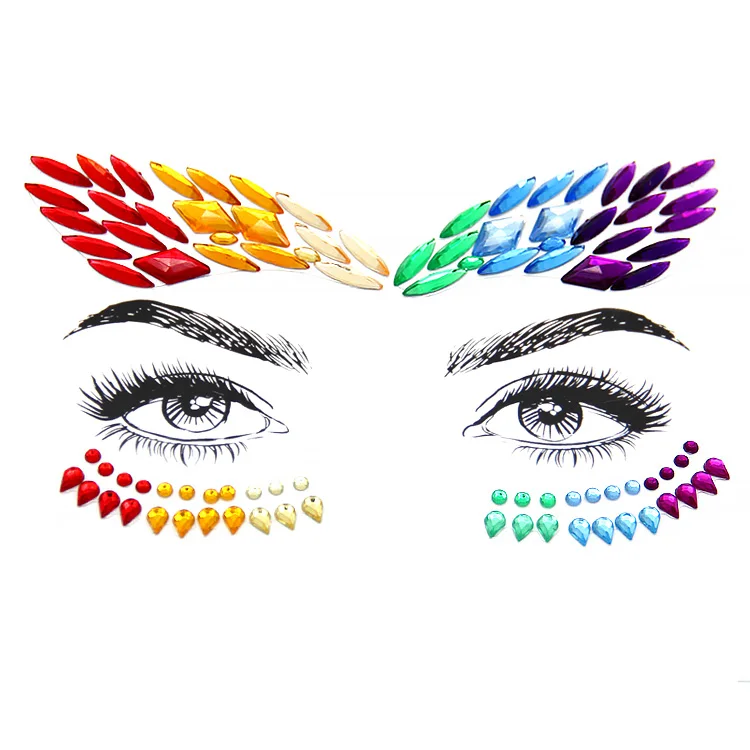Wholesale Woman Makeup Party Festival Temporary Crystal Body Jewel Sticker Adhesive Rhinestone Face Gem