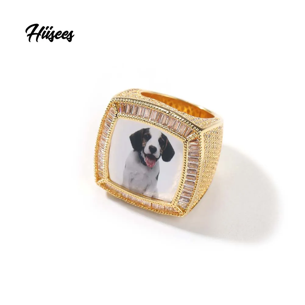 Rapper Jewelry Custom Photo CZ Ring Hip Hop Personalized Picture Brass Iced Out Championship Ring For Men