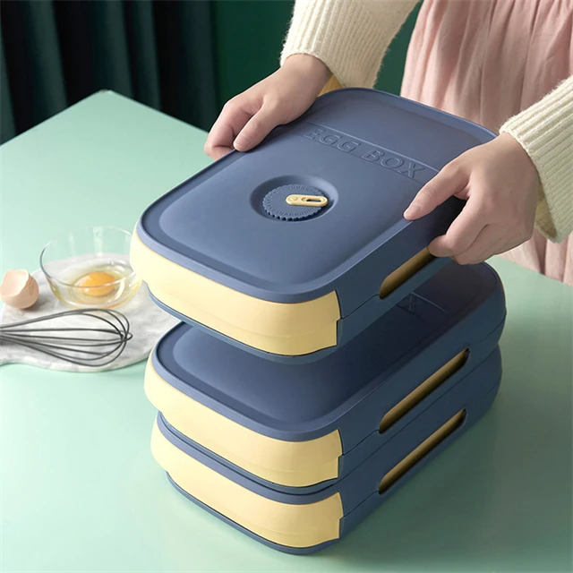 Eggs Holder for Refrigerator Automatic Rolling Antislip Organizer with Lid Egg Storage Container Shelf Kitchen  Egg Tray