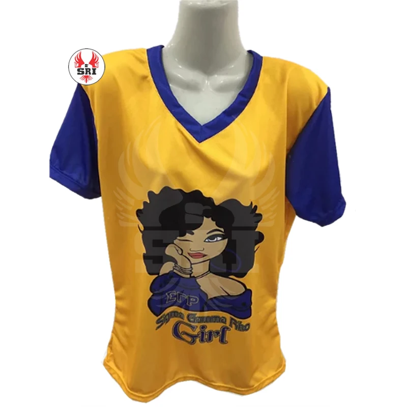 Sigma Gamma Rho Sorority Embroidery Women Polyester Tees | SGRHO Sorority Embroidered Ladies Custom Made  Cotton T-Shirt