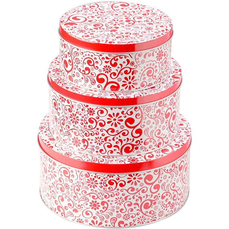 3 Pack Premium Christmas Cookie Tins Set of 3 Decorative Cookie Gift Tin Boxes 0.23mm Thickness Metal Jar Large Medium and Small