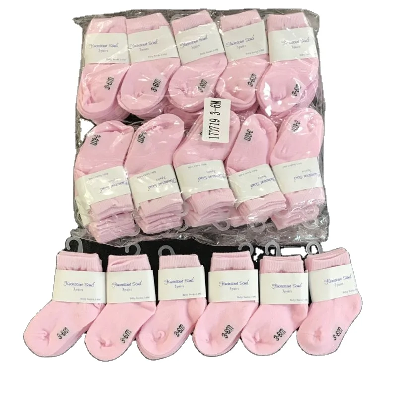 Ready to Ship Guangzhou Ankle Crew Socks for NB-12m Baby Solid Color Non Slip Cotton Knitted Baby Socks