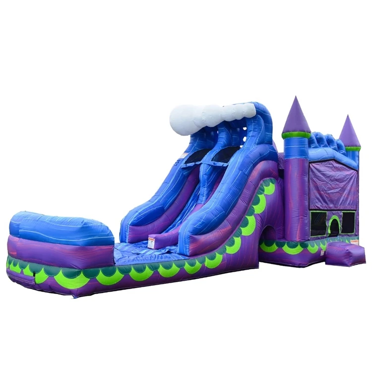 
wholesale Inflatable mermaid dual lane titan plus 6 in 1 combo game bounce house with water slide for sale 