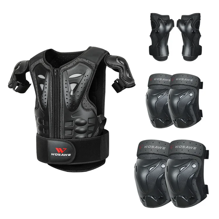 WOSAWE Skating Snowboard Kids Body Chest Spine Protector Protective Elbow and Knee Guard Moto Dirt Bike Jacket Child Armor Gear