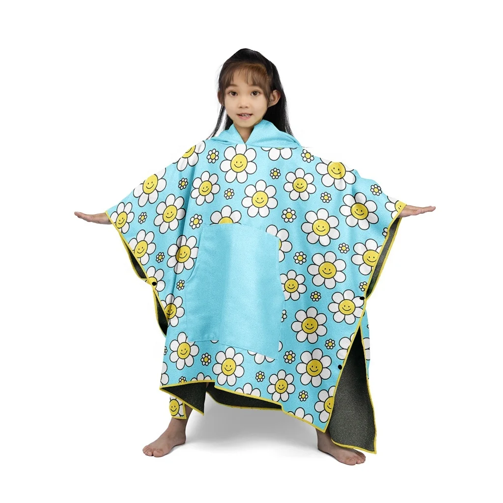 Children Hooded Poncho Swim BeachTowel for Girls & Boys