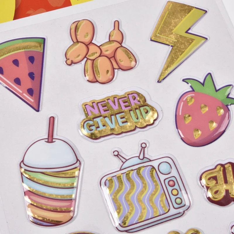Cute Fancy Design PVC puffy sticker laptop mac decorative 3D stickers 1PK  hote sale 3D puffy stickers for teenager  scrapbook