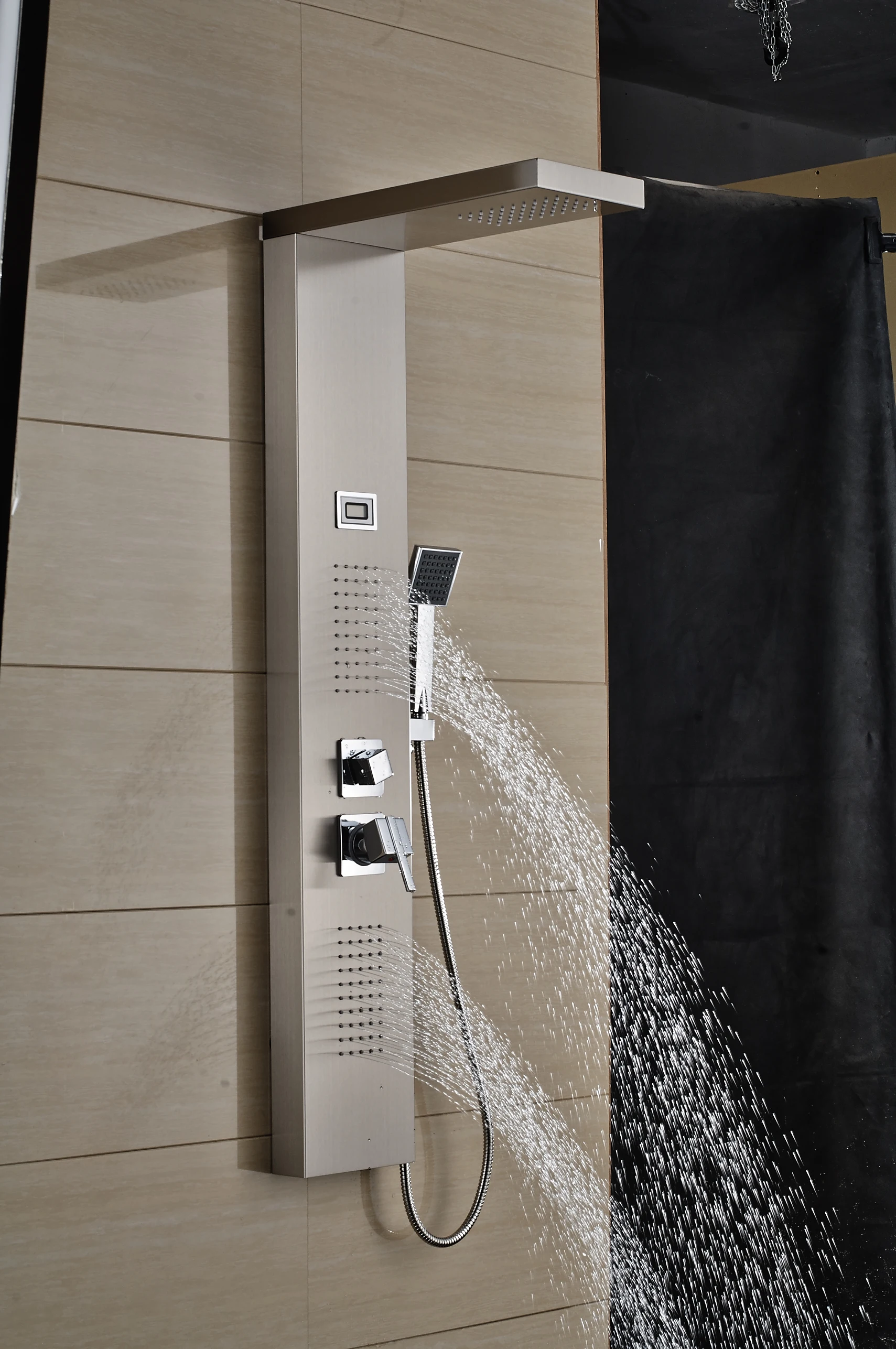 Nickel Brushed Shower Panel Column towers 304Stainless Steel Waterfall Spa Jets smart wall for bathroom massage
