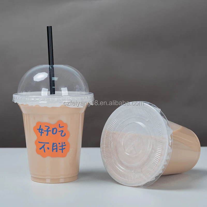 Transparent Disposable Plastic Pet Dome Lid 90mm/95mm/98mm Clear Panda Cup Lids