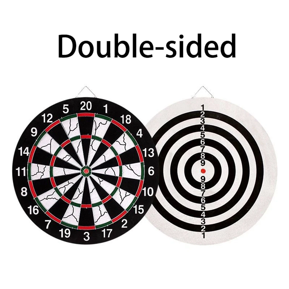 Double-Sided Dart Board Set Paper Flocking 12inch 15inch 17inch Classic Style Dartboard with 6pcs Darts for Indoor party game
