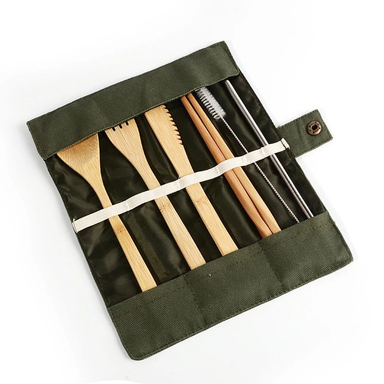 Eco Friendly Bamboo Tableware Travel Utensils Reusable Set Baby Tableware Set Bamboo Cutlery With Case And Gift Box