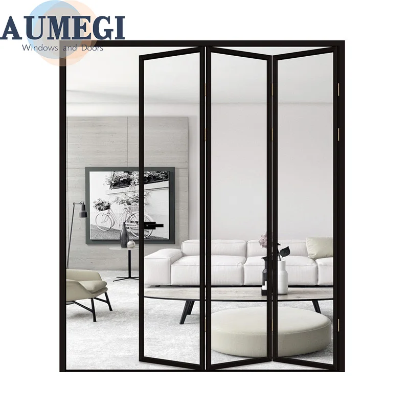 Best Price Accordion Folding Door  Soundproof Aluminium Bifold Doors  Slim Frame Folding Interior Door