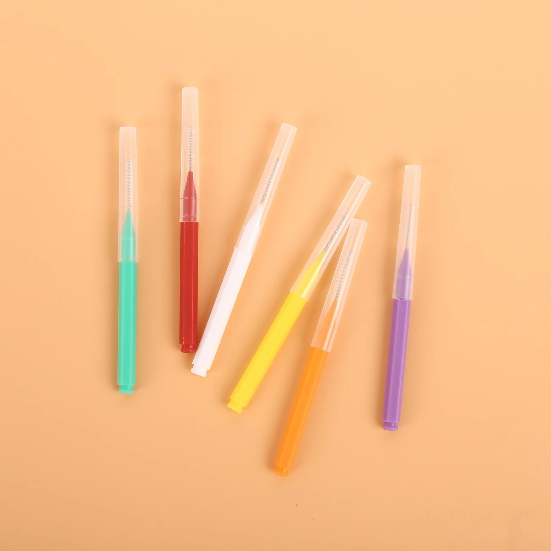 Eco-Friendly 60-Piece Bamboo Interdental Brush Head Biodegradable Silicon Toothpick Box Packaging for Adults