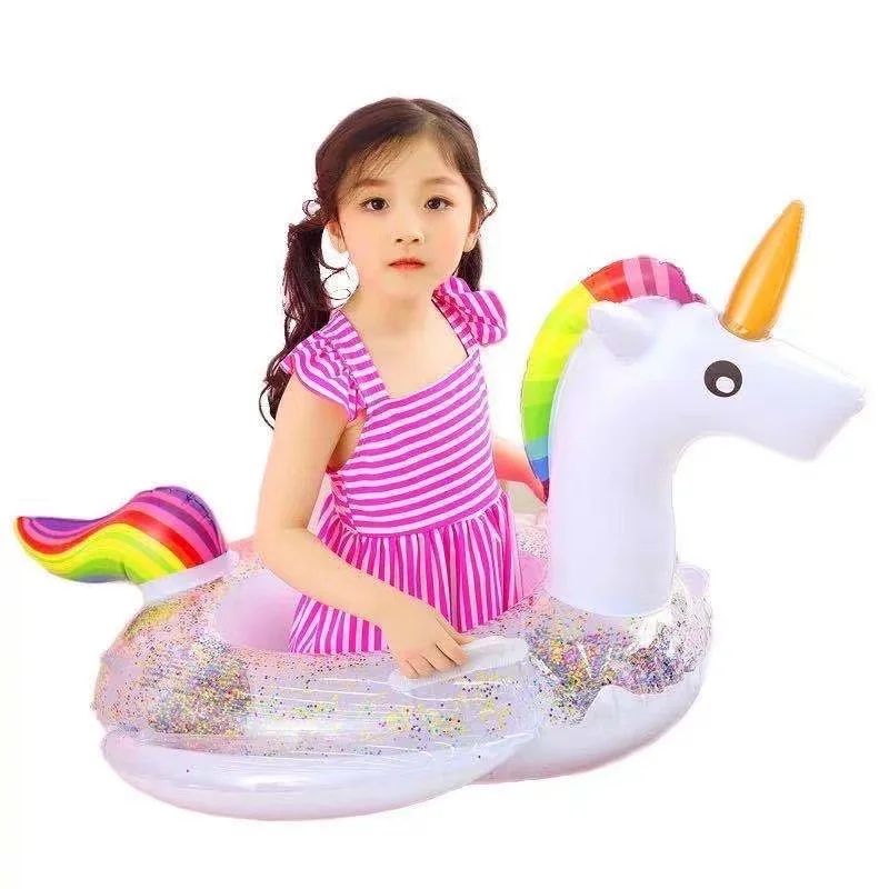 Firebird B01 Spot Supply Unicorn Swimming Ring Seat Ring Inflatable Swimming Float Inflatable Bottom Sequin PVC Carton Package