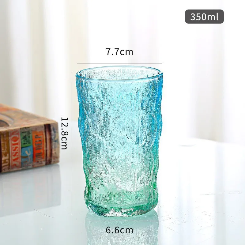 Creative Gradient Color Clear Milk Beer Juice Coffee Cup Glacier Pattern Frosted Whisky Wine Glass Cups