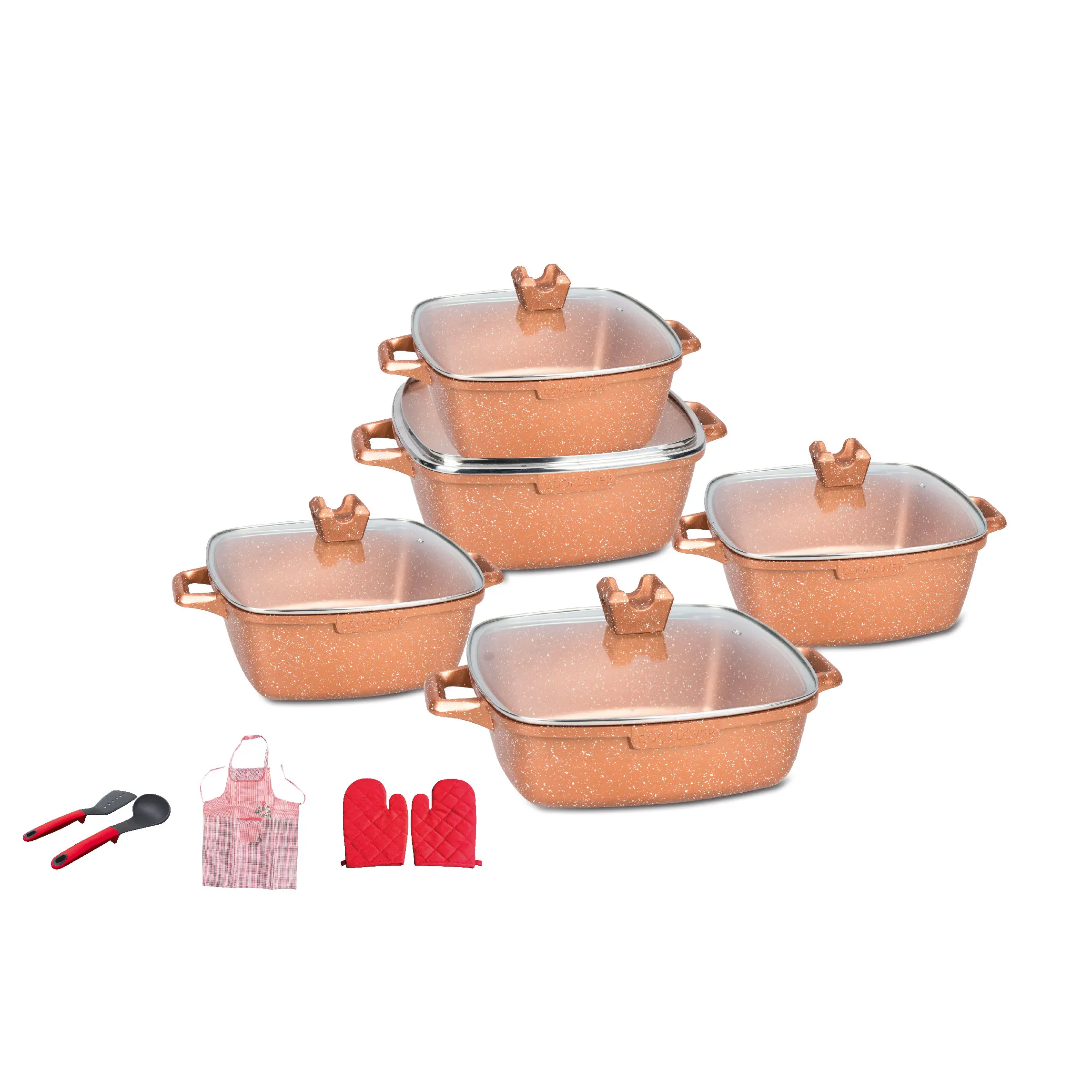 15pcs die cast aluminum non stick induction bottom cooking pot set kitchen cookware sets