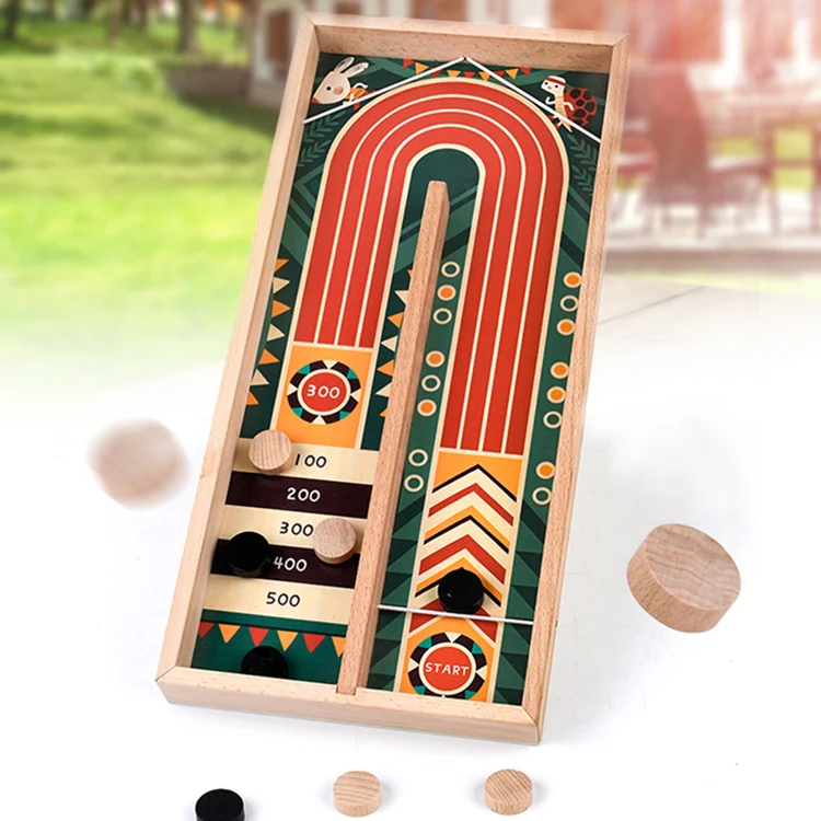 Hot Sales New Design Flying Hockey wooden toys for children Funny kids wooden Catapult Chess Game parent-child interaction Game