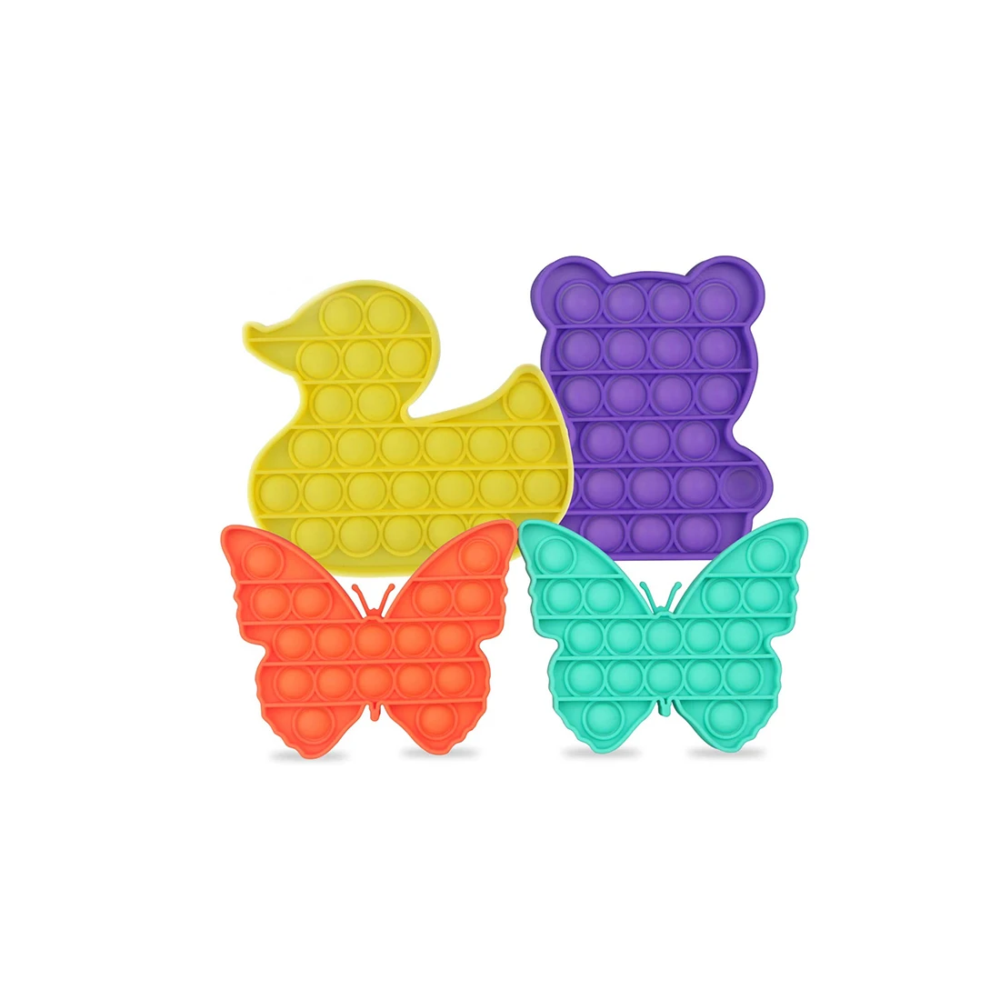 4 pack push ice cream squeeze action pure compression square bubble figure kids stress fidget baby pop toy