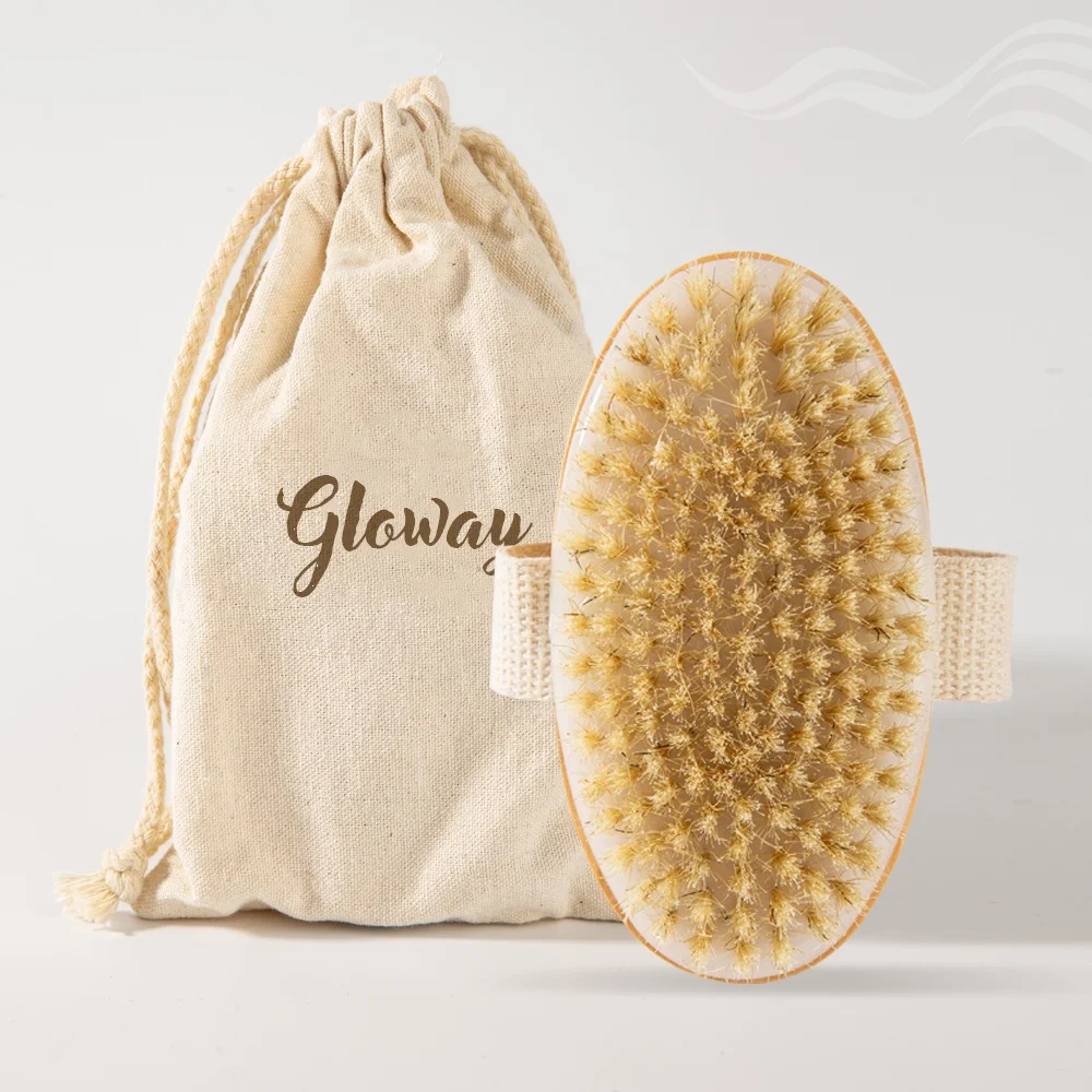 Premium Multi-functional Eco-Friendly Boar Bristles Exfoliating Dry Bath Body Clean Brush Shower Bath Brush For Dry Or Wet Use