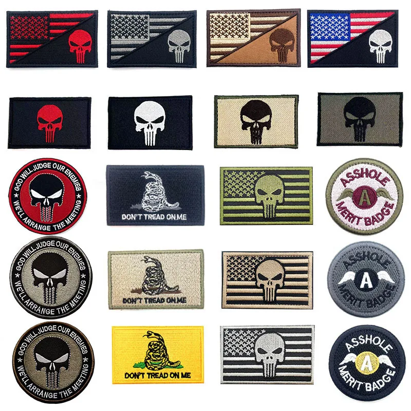 Wholesale small heat press usa country flags patches embroidered patch hook loop