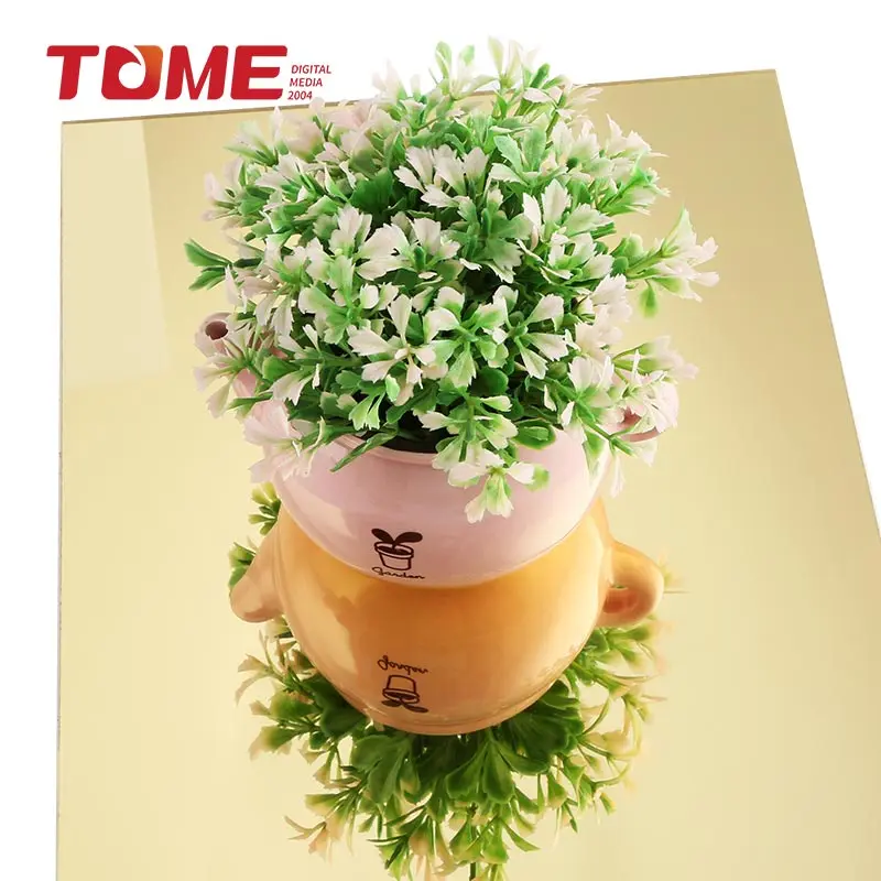 TOME 4*8ft 1.22*2.44m Golden Cutting Flexible Acrylic Mirror Sheet 2mm for decoration advertising gold plexiglass