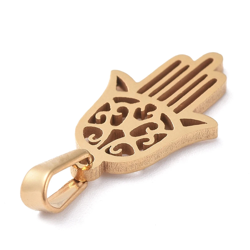 PandaHall Золотой 304 из нержавеющей стали Hamsa ручной кулон