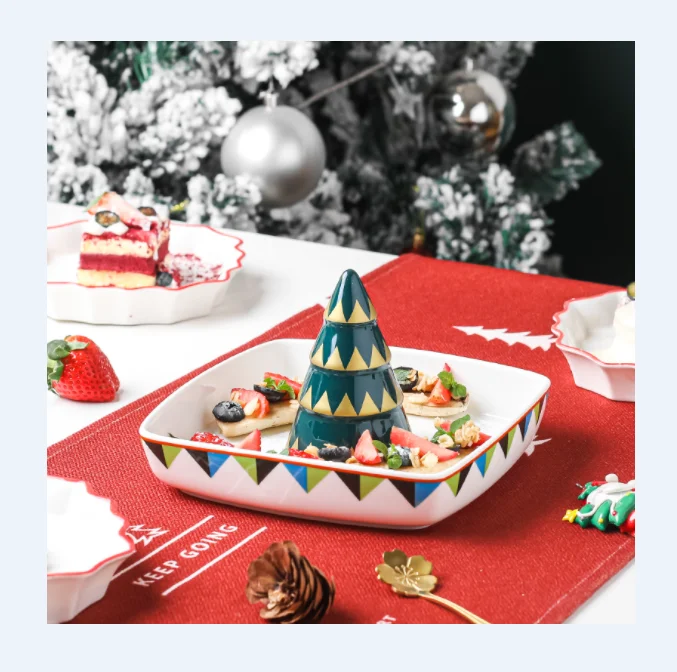 Christmas Decoration Ceramic Plate Christmas Dishes With Decorations Christmas Plate For Candy Dessert