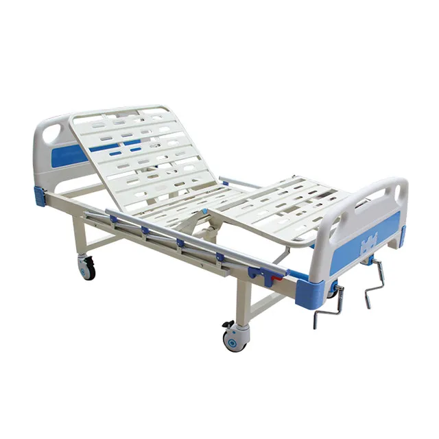 Hospital Equipment Medical Nursing Bed 2 Cranks Multi Function Manual Hospital Bed with Wooden Headboard