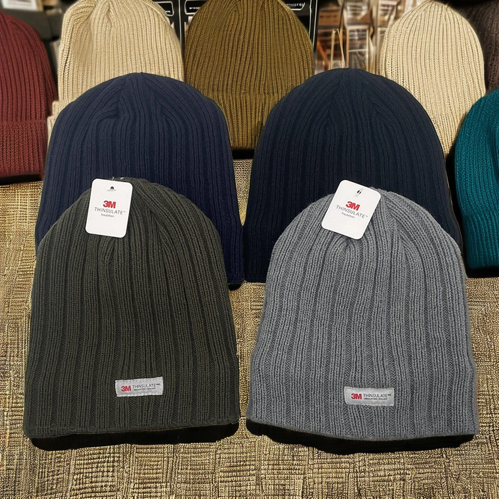 Custom Thermal Fleece Lined Short Thick Beanie Hat Winter Knit Caps Toque for Men Warm Sports Hats Woven Label Autumn Wholesale