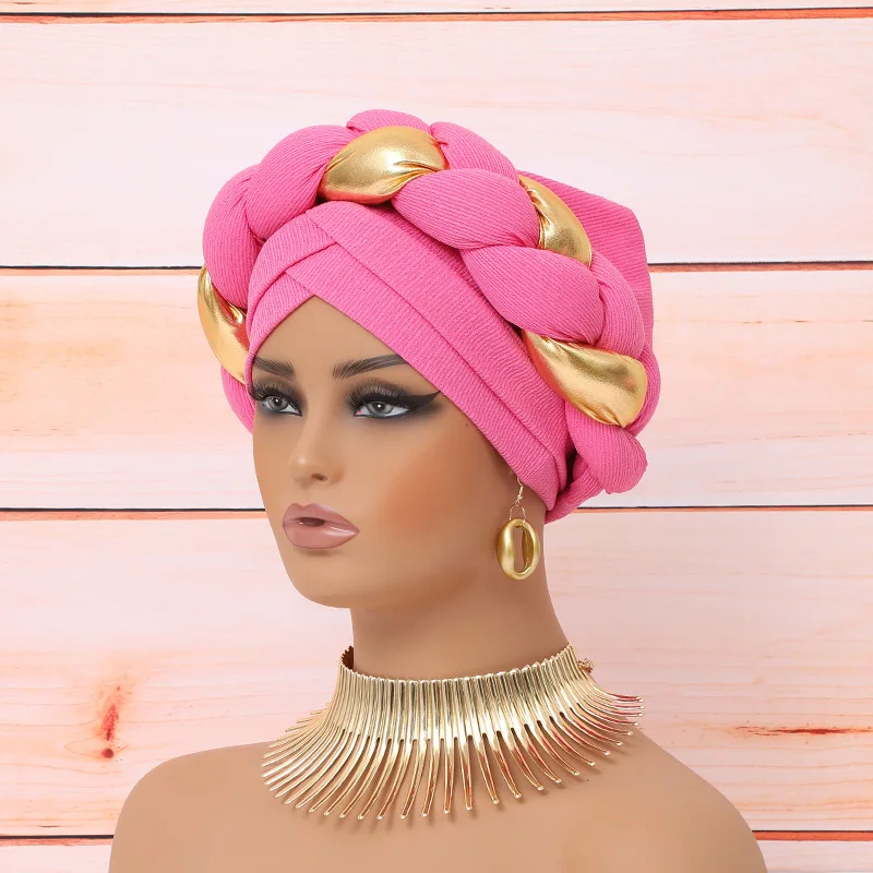 European American cross-border new style twist gold braid ladies fashionable elegant headscarf hat
