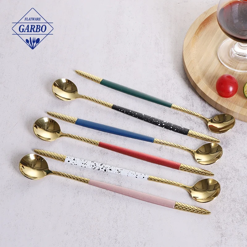 304 Stainless Steel Latte Spoon Long Handle Soup Spoons Ideal for Coffee Cafe Latte Cocktail Milkshake Cold Drink