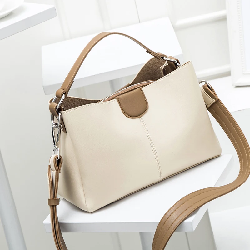 2020 handbag leather handles Retro elegant Beige cheap ladies large capacity bags women handbags ladies