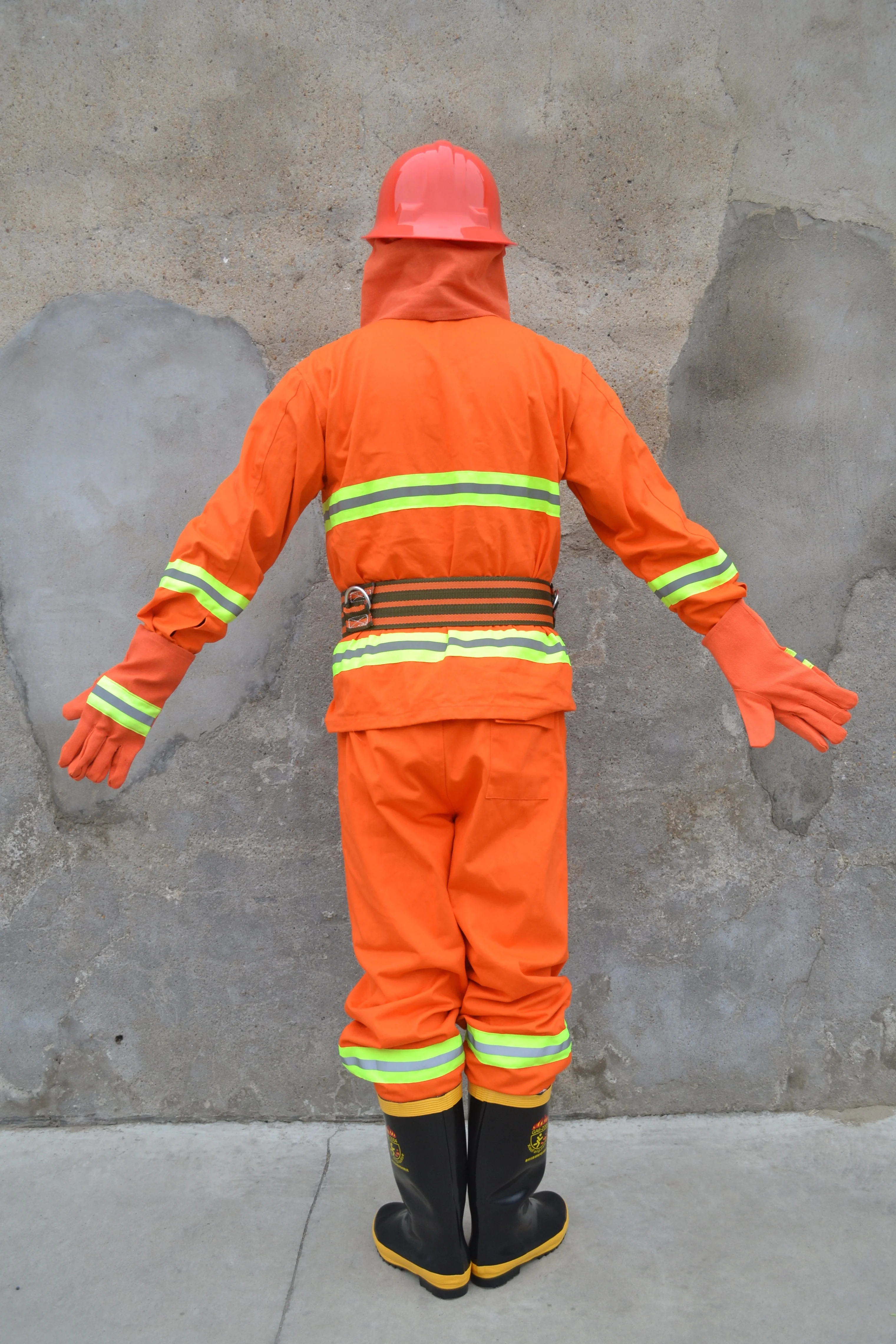 Newly Durable fire fighting suit/Fire Fighting Firefighters Clothing  Pants Waterproof Shoes Orange Helmet