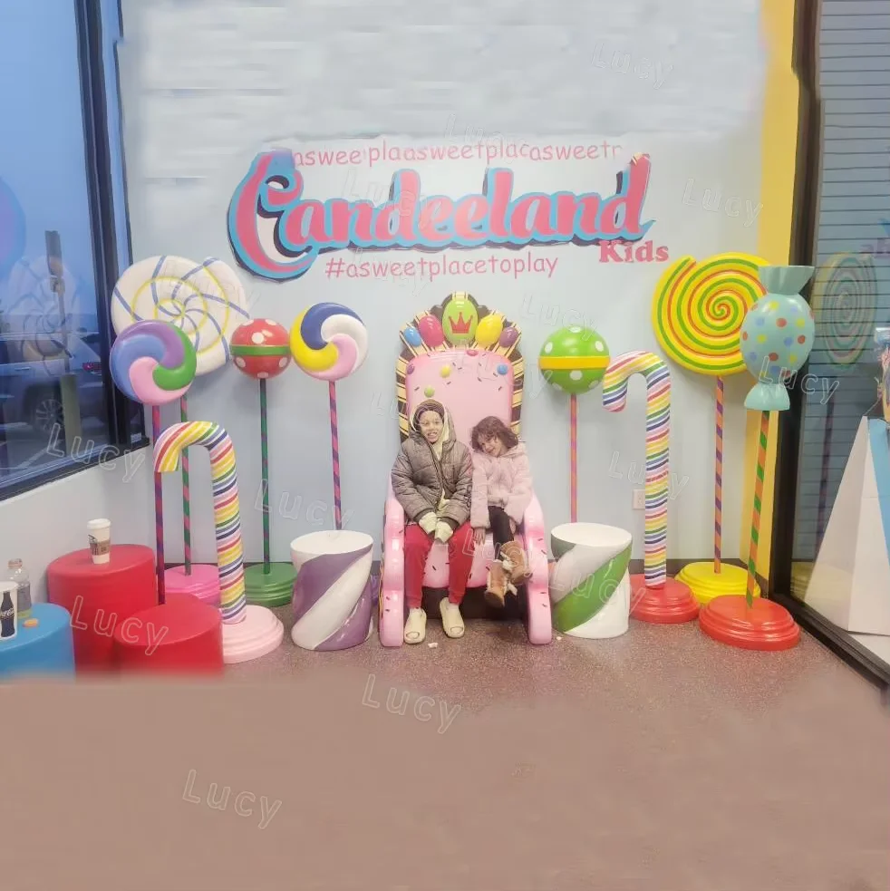 2025 New Festivals Product Candy Store Displays Pop Fiberglass Resin Candy Lollipop Props Sculpture Shapes Decoration