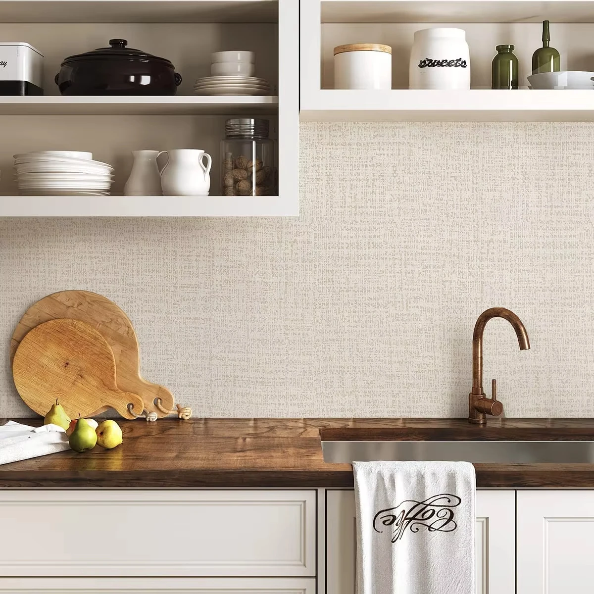 OEM ODM Beige Elegant 3D Linen Texture Peel And Stick Wall Paper Decor Pvc Self Adhesive Wallpaper For Bedroom