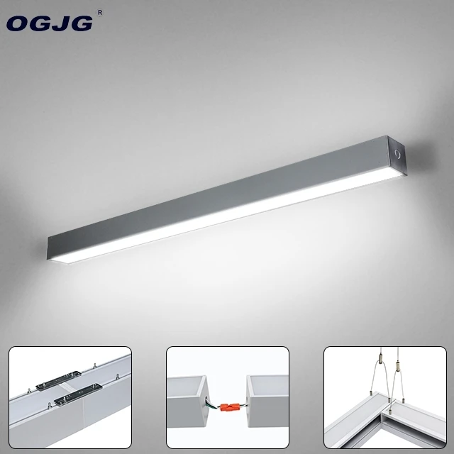 Aluminum housing seamless connected office hanging lights 0-10v dimmable led linear lighting fixture linkable led pendant light