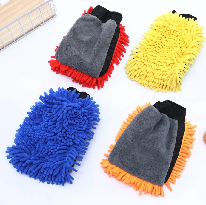 Dual-Sided Car Wash Mitt Car Microfiber Chenille Gloves Thick Cleaning Mitt Scratch-Free Auto Care Double-Faced Glove