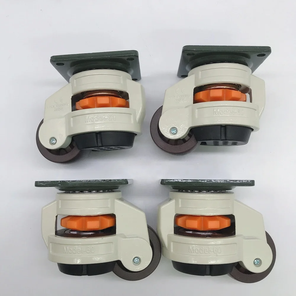 GD60F Aluminium Alloy Housing Nylon Wheel Height Adjustable Leveling Castor Wheel for Cabinet