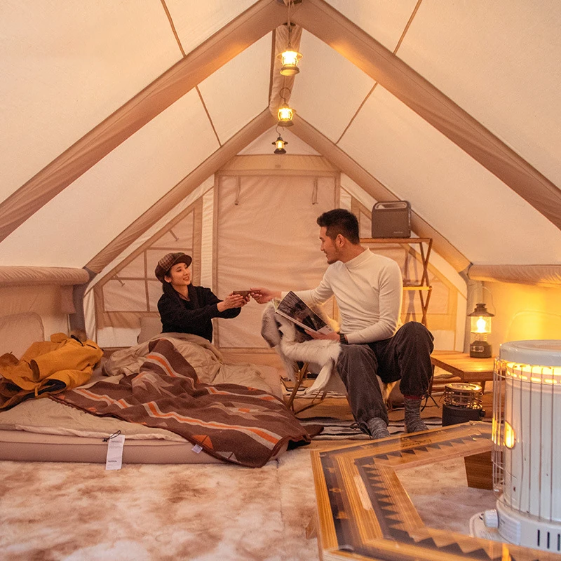 Automatic Winter Air Inflatable Cabin House Camping Tent Thickened Glamping Cube Canvas Tents For Events Outdoor Inflatable Tent