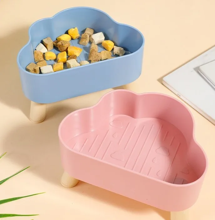 Cat rice bowl Drink water Pet supplies Cloud-shaped silicone pet tall cat bowl Dog bowl anti-upset