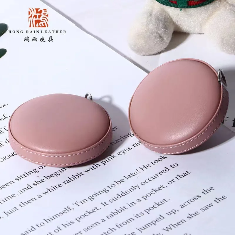 Wholesale Custom Printed Logo Tape Measure Leather Retractable Small Mini Tape Measure Keychain for Promotional Gift