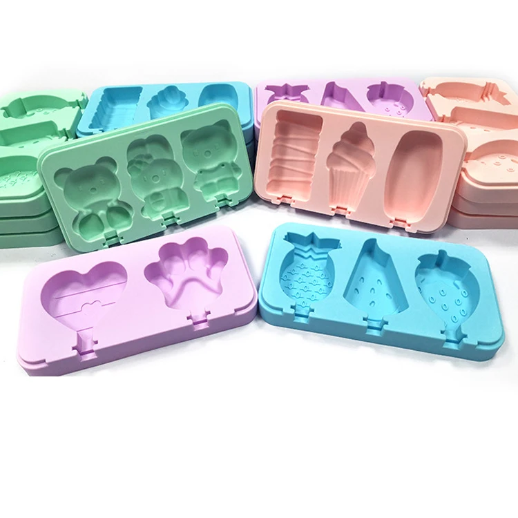Hot sell home food grade multifunctional Cute Animal Shape silicone ice cream mould popsicle mold