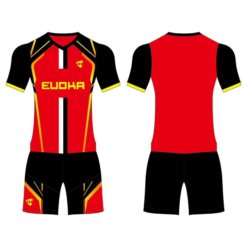 High Quality Full Set Football Jersey Quick Dry Sublimated Fabric Soccer Wear Professional  Soccer Uniform